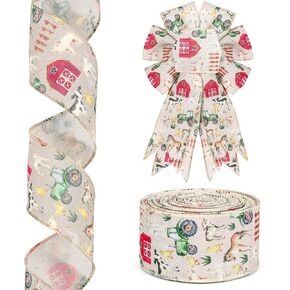 Sanixin1 Roll 10 Yards Christmas Wired Ribbon 2.5 Inch Red Green Merry Christmas Script Fabric Ribbon for Christmas Tree Bow Wreath Gift Wrapping Supplies (Red Green Xmas Ribbon)