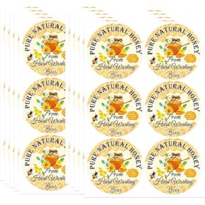 Honey Canning Stickers Round Pure Nature Honey Labels 2 Inch-Honey Themed Jar Lids Labels Honey Farm Kitchen Bottles Labels 180Pcs