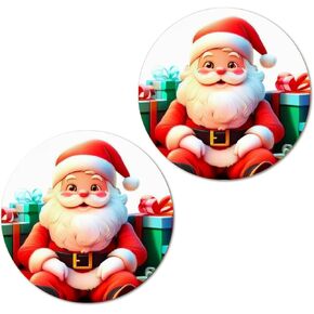 126 Santa Claus Stickers, 1 Inch Big Round Glossy Labels, Great for Holiday Season Gifts, Gift Bag, Cards, Envelopes, Boxes, Tags, and Supplies. Made in USA