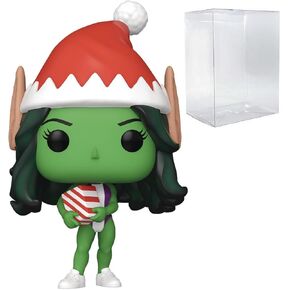 POP Marvel: Holiday - [She Hulk] as Elf Funko Vinyl Figure (Bundled with Compatible Box Protector Case), Multicolored, 3.75 inches