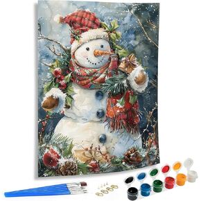 SKRYUIE Paint by Numbers Kit for Adults Beginner Christmas in July, Acrylic Oil Painting by Numbers Kits with PaintBrushes Art Crafts Canvas for Home Decor 16x20 inch / 40x50 cm B30617