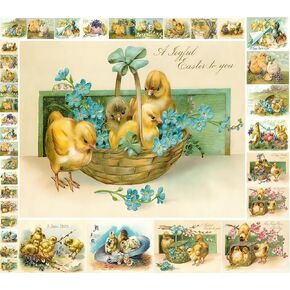 Decoupage Paper Pack (21 Sheets 6"x8") Baby Chicks Easter FLONZ Vintage Styled Easter Cards Pictures for Decoupage, Craft and Scrapbooking