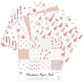 12x12 Metallic ROSE GOLD Christmas Scrapbook Cardstock Decorative Paper for Card Making Journaling Planner Origami Decopage Decorative Spring Scrapbook Paper