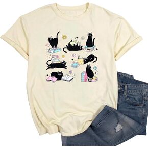 Cat Shirt I Like Cats and Coffee and Maybe 3 People Graphic T-Shirt Vintage Cat Lover Shirts Retro Coffee Lover Gift Tee Tops