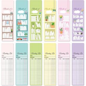 60pcs Reading List Bookmark Bookshelf Design Bookmarks 3x8 Inch Personal Libraries Reading Page Cards Bookmarks Book Tracker Notecards Book Accessories for Reading Lovers