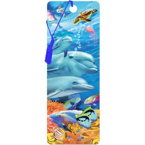 Bookmark - Dolphin Family from Deluxebase. A Dolphin Book Marker with lenticular 3D Artwork Licensed from Renowned Artist Michael Searle