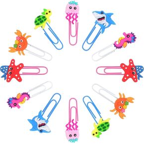 Cute Animal Bookmarks, 12 Pieces Unique Funny Pretty Paper Clips Book Markers for Kids Teens Boys Girls Students (Ocean Animals)