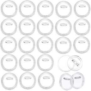 25Pcs DIY Acrylic Button Pin Badge Clear Craft Button with Pin Round Picture Photo Buttons Blank Pin Buttons for DIY Crafts and Craft Activities, School Projects, DIY Badges (3 Inch)
