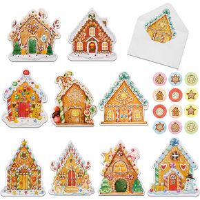 36 Set Christmas Cards Gingerbread House Greeting Cards for Kids with Gingerbread Stickers and Envelopes Cute Funny Folding Christmas Cards for Card Making Christmas Party DIY Cards Supplies