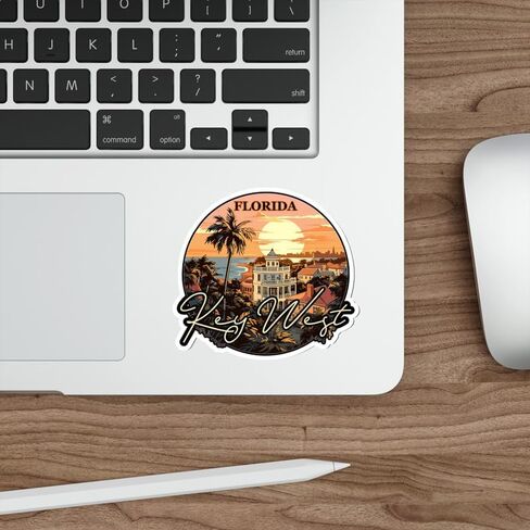 Key West Florida Sticker Weatherproof Souvenir Decal Vinyl Small Waterproof for Water Bottle Mug Passport Book Scrapbook Notebook Laptop Tumbler Skateboard Computer Phone Size 4" ID44990 in Saudi Arabia