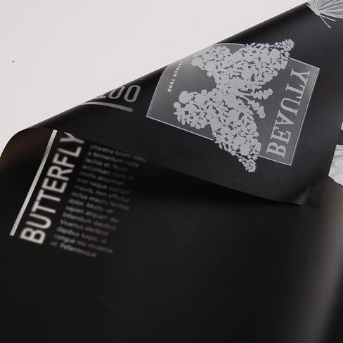 Gloreyan 20 Sheets Flower Wrapping Paper with Butterfly, Florist Bouquet DIY Craft Fresh Flower Wrapping Paper Waterproof Floral Wrapping Gift Packaging Material Florist Supplies (Black) in Saudi Arabia