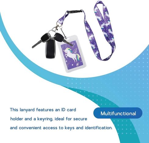 Stylish Cotton Lanyard Keychain with Breakaway Clasp - Purple Unicorn Durable ID Badge Holder & Keychain for Students and Professionals - Includes Vertical Card Case in Saudi Arabia