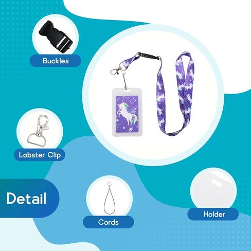 Stylish Cotton Lanyard Keychain with Breakaway Clasp - Purple Unicorn Durable ID Badge Holder & Keychain for Students and Professionals - Includes Vertical Card Case in Saudi Arabia