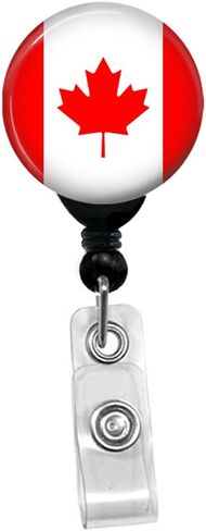Canadian Maple Leaf Flag Retractable Badge Reel - ID Card Name Tag Custom Badge Holder (Black Badge Reel with Belt Slide Clip) in Saudi Arabia