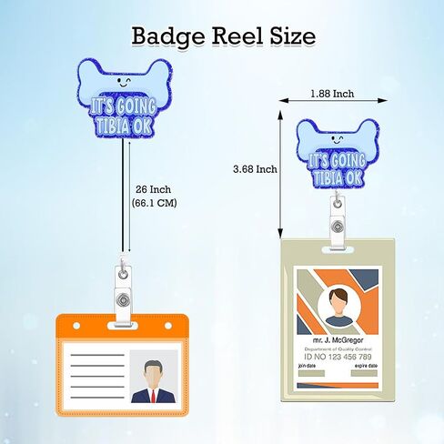 Xray Ortho Badge Reel Holder Retractable with ID Clip Radiology Skeleton Funny Nurse Nursing It's Going Tibia Ok Purple Acrylic RN CNA Name Badge Clip Accessories Medical Student Assistant in Kuwait