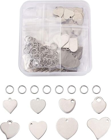 Beadthoven 40pcs Stainless Steel Heart Charms Mixed Polished Metal Heart Blank Stamping Tag Pendants Valentine’s Day Accessories for DIY Necklace Bracelet Charms Gifts in Saudi Arabia
