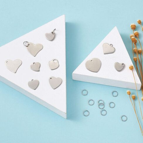 Beadthoven 40pcs Stainless Steel Heart Charms Mixed Polished Metal Heart Blank Stamping Tag Pendants Valentine’s Day Accessories for DIY Necklace Bracelet Charms Gifts in Saudi Arabia