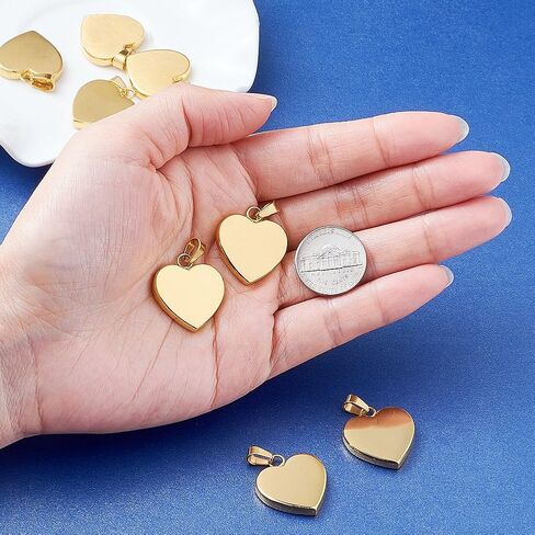 Beadthoven 40pcs Stainless Steel Heart Charms Mixed Polished Metal Heart Blank Stamping Tag Pendants Valentine’s Day Accessories for DIY Necklace Bracelet Charms Gifts in Saudi Arabia