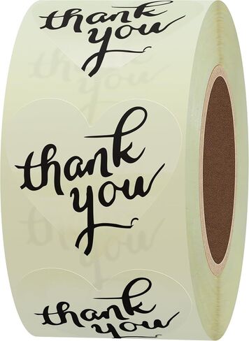 Hybsk Love Heart Kraft Paper Thank You Stickers with Heart 1.5 Inch Adhesive Labels 500 Per Roll (Kraft) in Saudi Arabia