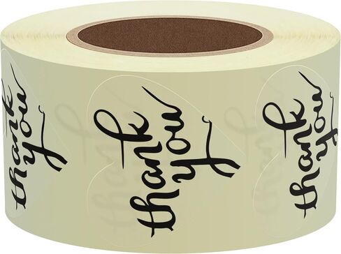 Hybsk Love Heart Kraft Paper Thank You Stickers with Heart 1.5 Inch Adhesive Labels 500 Per Roll (Kraft) in Saudi Arabia