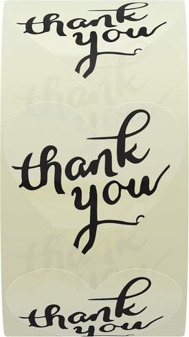 Hybsk Love Heart Kraft Paper Thank You Stickers with Heart 1.5 Inch Adhesive Labels 500 Per Roll (Kraft) in Saudi Arabia