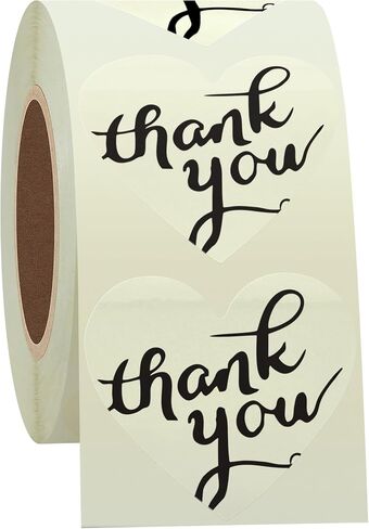 Hybsk Love Heart Kraft Paper Thank You Stickers with Heart 1.5 Inch Adhesive Labels 500 Per Roll (Kraft) in Saudi Arabia