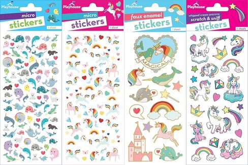 Playhouse Whipped Cream Scented Scratch & Sniff Sticker Sheets - Rainbow Unicorns 1 Pack in Saudi Arabia