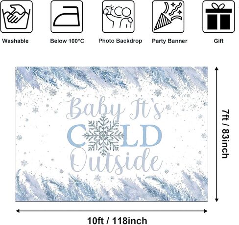 Avezano Baby It's Cold Outside Baby Shower Decorations Baby Its Cold Outside Backdrop Snowflake Winter Baby Shower Party Banner for Girls Pink 7x5ft, 83x59inch in Saudi Arabia