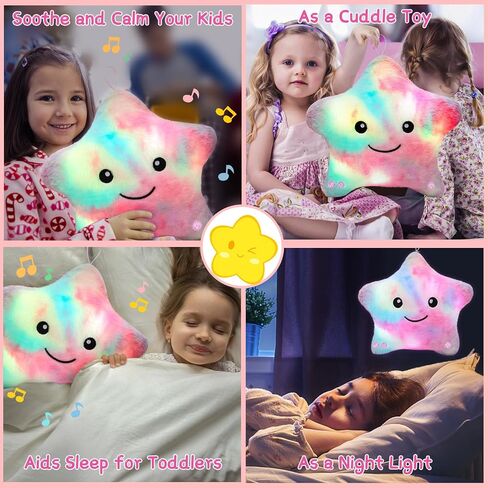 Subao Sensory Toys for Toddlers,14" Toddler Pillow with Light & Music,Plush Star Night Light for Kids Autism Sensory Products,Birthday Xmas Gifts for 3 4 5 6 7 8 9 10 Year Old Boys Girls Colorful in Saudi Arabia