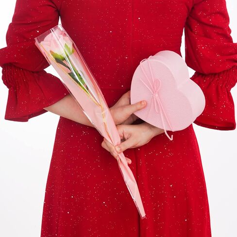 100pcs Single Rose Sleeve Flower Wrapping Paper Single Flower Packaging Bags Waterproof Single Flower Wrapping Bags Gold Edge Flower Bouquet Sleeve for Mother's Day Wedding Bouquet Valentine's Gifts in Saudi Arabia