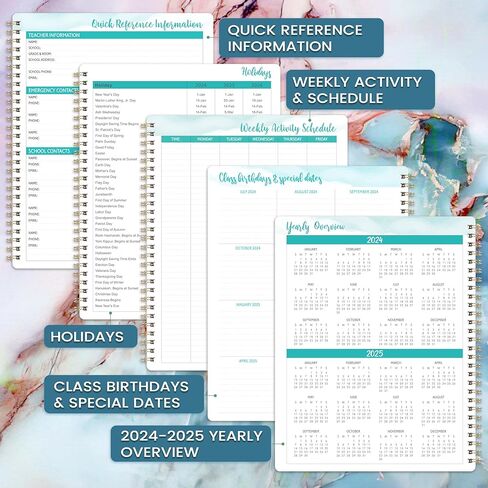 مخطط المعلم 2024-2025 - مخطط الدروس 2024-2025، يوليو 2024 - يونيو 2025، 8 بوصة × 10 بوصة، كتاب خطة الدرس، مخطط المدرسة المنزلية الأسبوعية والشهرية in Kuwait