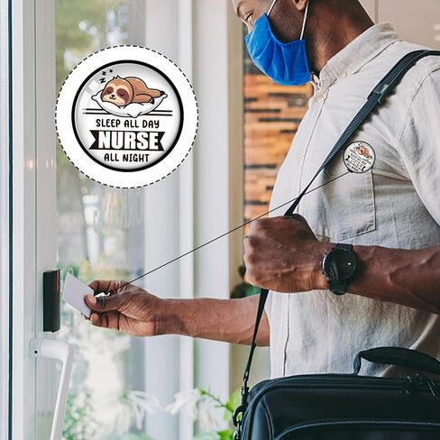 YAZMEEN Nurse Retractable Badge Reel with Alligator Clip Sleep All Day Nurse All Night ID Badge Holder Funny Sloth Badge Funny Badge Reel Gift for Nightshift Paramedics Nurse Doctor Medical Work in Kuwait