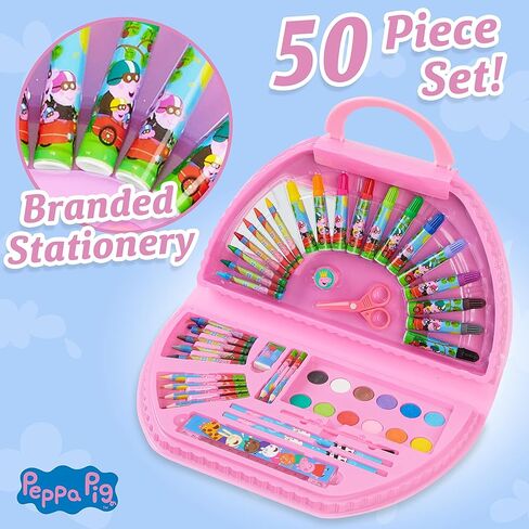 مجموعة بيبا بيج للأطفال الفنية للفتيات والفتيان، حقيبة سفر، مجموعات رسم وتلوين للأطفال، 40 قطعة إضافية من الألوان المائية، أقلام تلوين، أقلام تلوين، هدايا in Kuwait