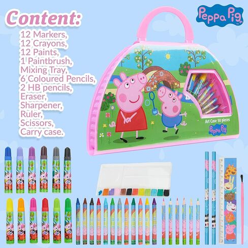 مجموعة بيبا بيج للأطفال الفنية للفتيات والفتيان، حقيبة سفر، مجموعات رسم وتلوين للأطفال، 40 قطعة إضافية من الألوان المائية، أقلام تلوين، أقلام تلوين، هدايا in Kuwait