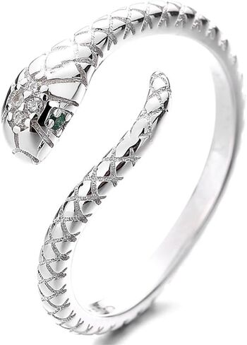 TomSunlight 925 Sterling Silver Adjustable Finger Opening Ruby Eye Snake Ring in Saudi Arabia
