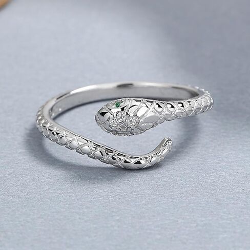 TomSunlight 925 Sterling Silver Adjustable Finger Opening Ruby Eye Snake Ring in Saudi Arabia