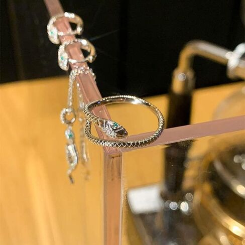 TomSunlight 925 Sterling Silver Adjustable Finger Opening Ruby Eye Snake Ring in Saudi Arabia