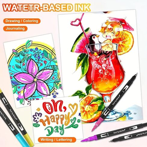 Dual Brush Markers Pens, 168 Colors Dual Tip(Fineliner & Brush) Art Markers for Kids, Brush Tip Markers for Adult Coloring Books No Bleeding in Saudi Arabia