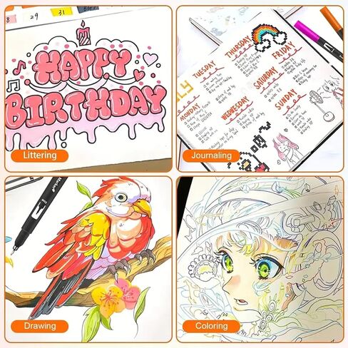 Dual Brush Markers Pens, 168 Colors Dual Tip(Fineliner & Brush) Art Markers for Kids, Brush Tip Markers for Adult Coloring Books No Bleeding in Saudi Arabia