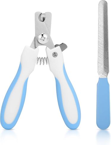 Pet Nail Clippers, Suitable for Both Cats and Dogs, A Half Moon Shaped Alloy Blade and A Rubber Material Handle with A File. Automatic Rebound Handle.Cat and Dog Universal（Blue） in Saudi Arabia