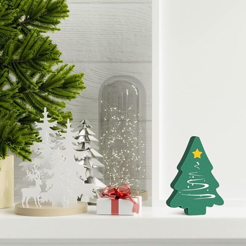 12 قطعة من القصاصات الخشبية لعيد الميلاد، علامات خشبية سميكة لعيد الميلاد، حرف خشبية غير مكتملة، ملاك ندفة الثلج، شجرة عيد الميلاد، رجل الثلج، رجل خبز الزنجبيل، قطعة مركزية يمكنك صنعها بنفسك لديكور المنزل في الشتاء (شجرة عيد الميلاد) in Kuwait