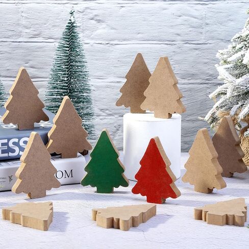 12 قطعة من القصاصات الخشبية لعيد الميلاد، علامات خشبية سميكة لعيد الميلاد، حرف خشبية غير مكتملة، ملاك ندفة الثلج، شجرة عيد الميلاد، رجل الثلج، رجل خبز الزنجبيل، قطعة مركزية يمكنك صنعها بنفسك لديكور المنزل في الشتاء (شجرة عيد الميلاد) in Kuwait