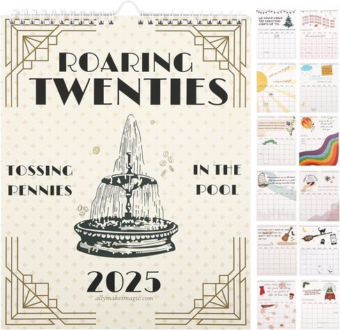 2025 التقويم الغنائي Roaring Twenties Taylor Calendar، 2025 Roaring Twenties Calendar تقويم الحائط، 2025 كلمات التقويم، 12 مخطط تقويم شهري، هدايا لمحبي الموسيقى in Kuwait