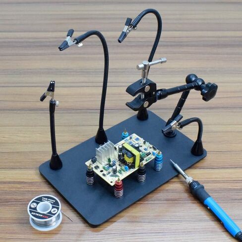 Magnetic Helping Hands Third Hand Soldering Work Station | EXtra Large & Heavy Duty Base Plate | Flexible Arms | 360 Hot Air Gun Holder (Helping Hand with Magic Hand) (Helping Hand with Magic Hand) in Kuwait