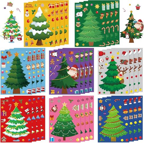 NOVWANG 32 Sheets Christmas Stickers for Kids, Make You Own Christmas Stickers DIY Christmas Santa Snowman Reindeer Elf Face Sticker Decorations for Xmas Holiday Party Favors Children Games Activities in Saudi Arabia