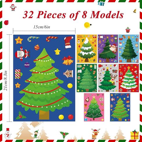 NOVWANG 32 Sheets Christmas Stickers for Kids, Make You Own Christmas Stickers DIY Christmas Santa Snowman Reindeer Elf Face Sticker Decorations for Xmas Holiday Party Favors Children Games Activities in Saudi Arabia