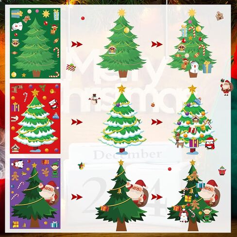 NOVWANG 32 Sheets Christmas Stickers for Kids, Make You Own Christmas Stickers DIY Christmas Santa Snowman Reindeer Elf Face Sticker Decorations for Xmas Holiday Party Favors Children Games Activities in Saudi Arabia