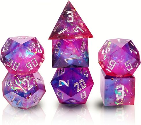 Premium DND Dice Set - Handmade Sharp Edge Resin 7 Dice Set for RPG Games - Includes D20, D12, D10, D8, D6, D4 - Perfect for Dungeons and Dragons (D&D) and Other Tabletop RPGs - Ice Formation in Saudi Arabia