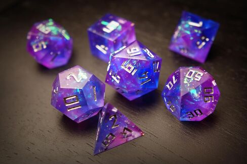 Premium DND Dice Set - Handmade Sharp Edge Resin 7 Dice Set for RPG Games - Includes D20, D12, D10, D8, D6, D4 - Perfect for Dungeons and Dragons (D&D) and Other Tabletop RPGs - Ice Formation in Saudi Arabia