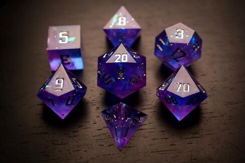 Premium DND Dice Set - Handmade Sharp Edge Resin 7 Dice Set for RPG Games - Includes D20, D12, D10, D8, D6, D4 - Perfect for Dungeons and Dragons (D&D) and Other Tabletop RPGs - Ice Formation in Saudi Arabia